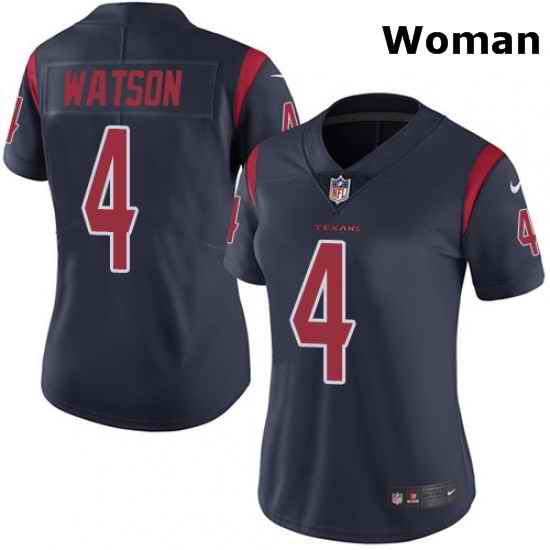 Womens Nike Houston Texans 4 Deshaun Watson Limited Navy Blue Rush Vapor Untouchable NFL Jersey